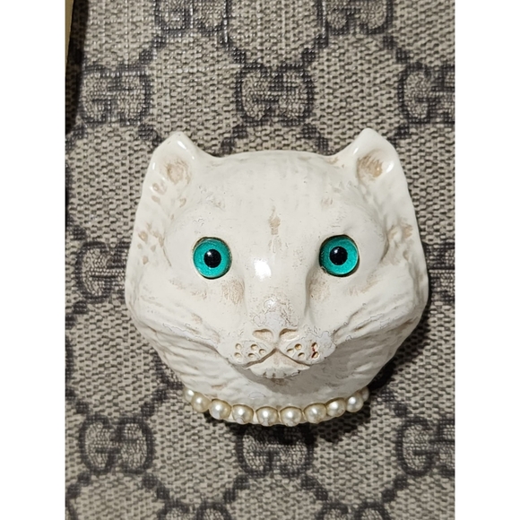 GUCCI GG Supreme Monogram Patchwork Cat Round Shoulder Bag Beige/Brown - Picture 6 of 16